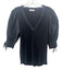 Ulla Johnson Size S Black Cotton Fabric Block Ribbed Short Puff Sleeve Top Black / S