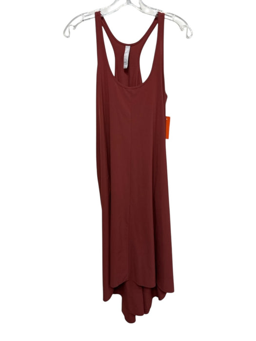 Athleta Size XXS Brick Red Polyester Blend Sleeveless Racerback High-Low Dress Brick Red / XXS