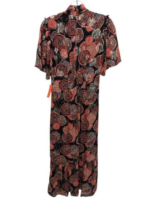 BA & SH Size 0 Black & Red Viscose Blend Metallic Thread V Neck Dress Black & Red / 0