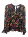 Cinq a Sept Size S Black & Multi Silk Floral Long Balloon Sleeve Top Black & Multi / S