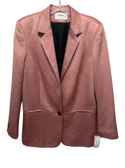 BA & SH Size 0/1 Salmon Pink Polyester Satin One Button Blazer Slim Pant Set Salmon Pink / 0/1