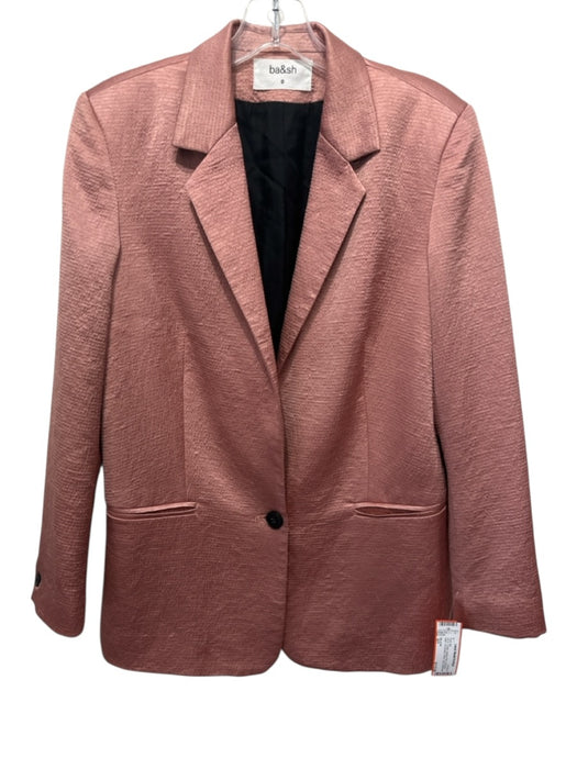 BA & SH Size 0/1 Salmon Pink Polyester Satin One Button Blazer Slim Pant Set Salmon Pink / 0/1