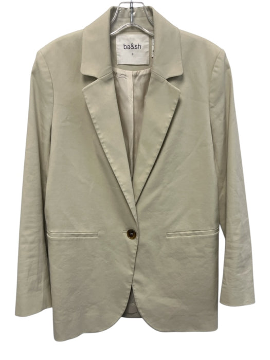 Ba&sh Size 0 Light Wash Cotton Blazer One Button Long Sleeve Jacket Light Wash / 0