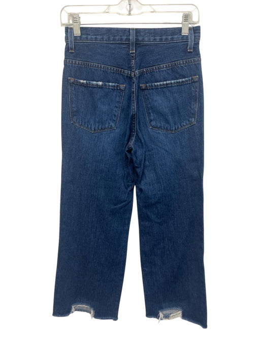 J Brand Size 26 Dark Wash Cotton Zip Up Mid Rise Straight Wide Cut Fringe Jeans Dark Wash / 26