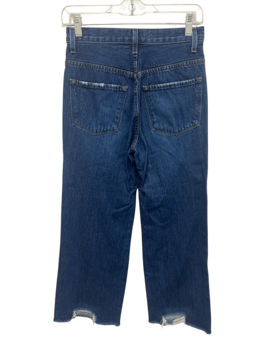 J Brand Size 26 Dark Wash Cotton Zip Up Mid Rise Straight Wide Cut Fringe Jeans Dark Wash / 26