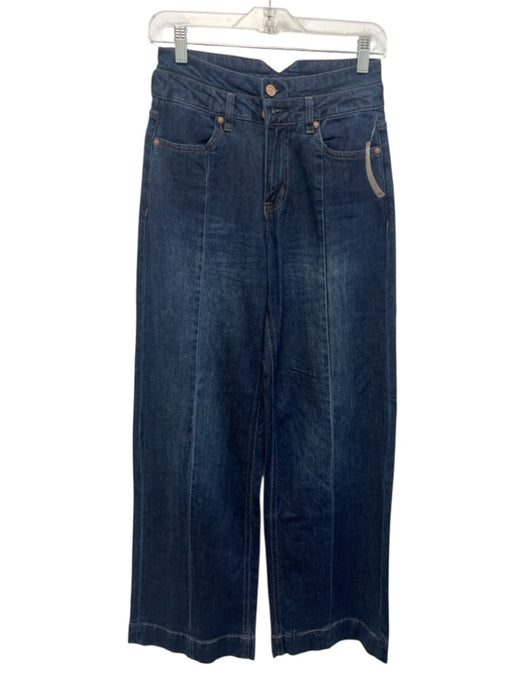 Scotch & Soda Size 0/25 Dark Wash Cotton Wide Leg High Rise 2 Button Jeans Dark Wash / 0/25