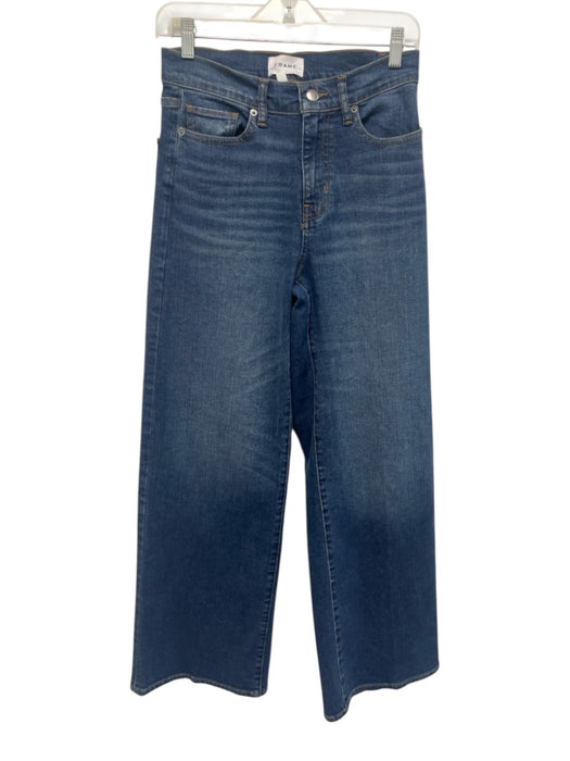 Frame Size 26 Dark Wash Cotton Wide Leg High Rise Jeans Dark Wash / 26