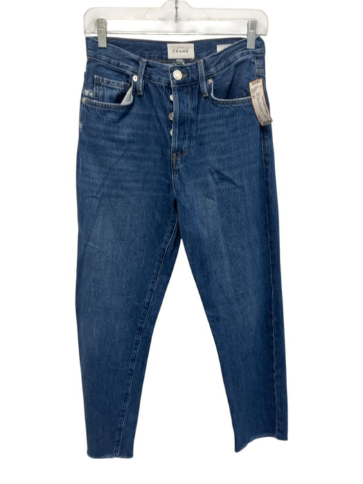 Frame Size 26 Dark Wash Cotton Straight Leg High Rise Button Fly Jeans Dark Wash / 26