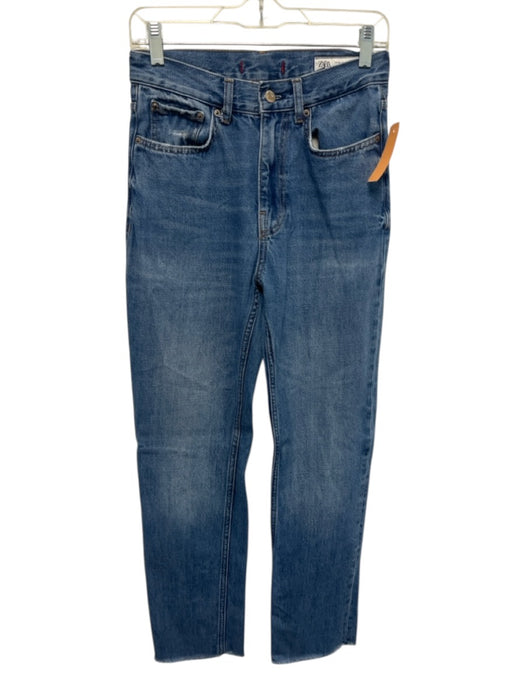 Zara Size 2 Medium Wash Cotton Straight Leg High Rise Zip Fly Jeans Medium Wash / 2