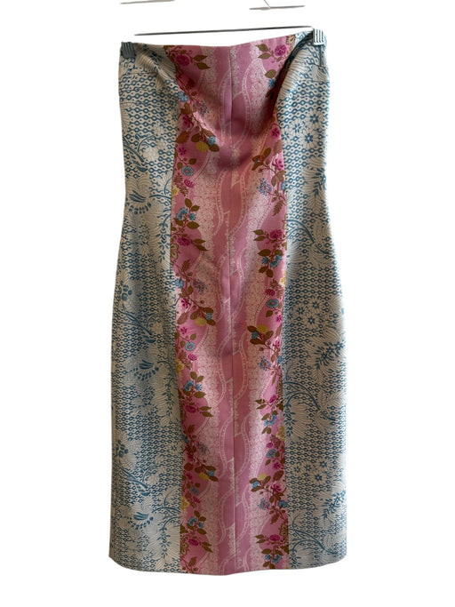 Tracy Reese Size 2 Pink, Blue & Multi Silk Lined Strapless Floral Back Zip Dress Pink, Blue & Multi / 2