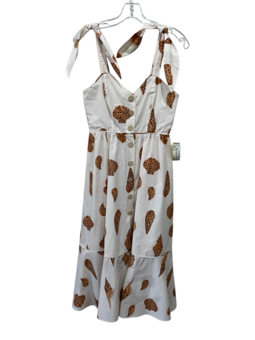 Farm Rio Size XS White, Brown, Black Cotton Sleeveless Seashells Dress White, Brown, Black / XS