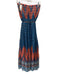 Verb Size 4 Blue, Orange, Gold Viscose Blend Strapless Mixed Print Dress Blue, Orange, Gold / 4