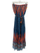 Verb Size 4 Blue, Orange, Gold Viscose Blend Strapless Mixed Print Dress Blue, Orange, Gold / 4