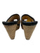 Le Mogador Shoe Size 39 Beige & Black Raffia Peep Toe Platform Mule Wedges Beige & Black / 39