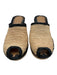 Le Mogador Shoe Size 39 Beige & Black Raffia Peep Toe Platform Mule Wedges Beige & Black / 39