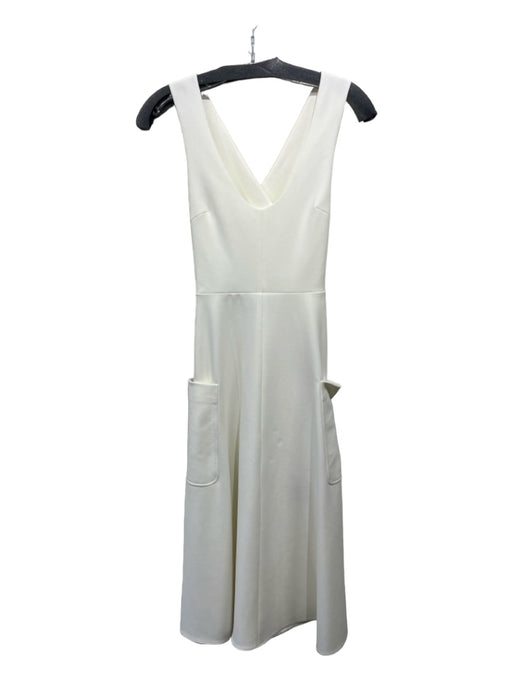 Tibi Size 0 Cream Polyester Back Zip Pocket Sleeveless Dress Cream / 0