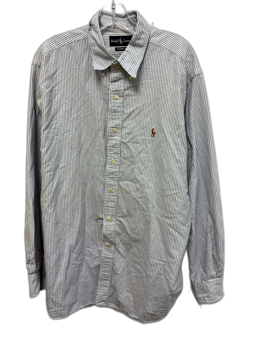 Ralph Lauren Size XL Blue & White Cotton Striped Button Up Long Sleeve Shirt Blue & White / XL