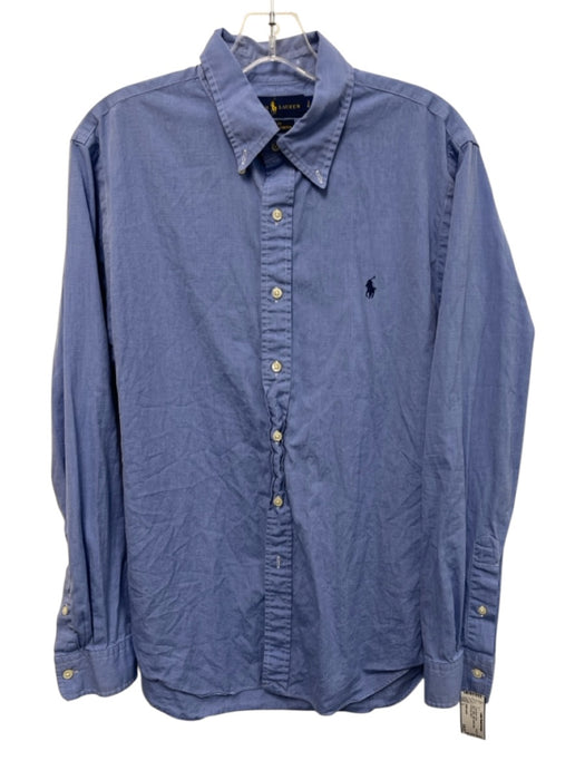 Ralph Lauren Size L Blue Cotton Solid Button Down Men's Long Sleeve Shirt Blue / L