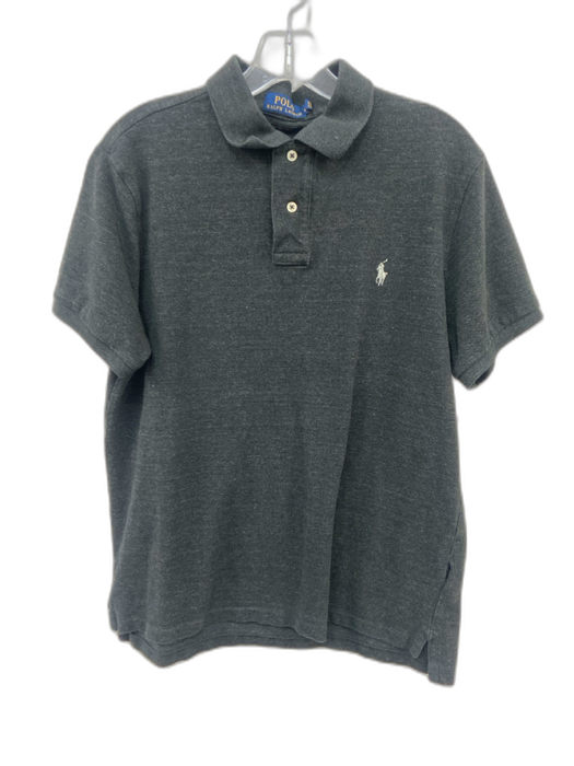 Polo Size L Dark Gray Cotton Solid Polo Men's Short Sleeve Dark Gray / L