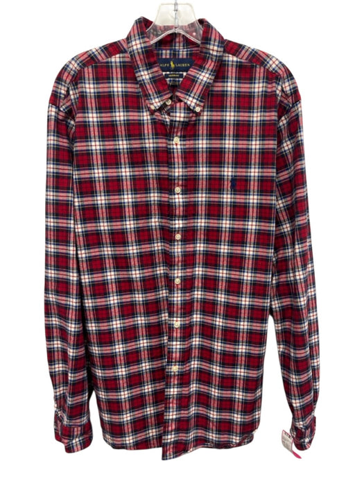Ralph Lauren Size XL Red Cotton Plaid Oxford Button up Men's Long Sleeve Shirt Red / XL