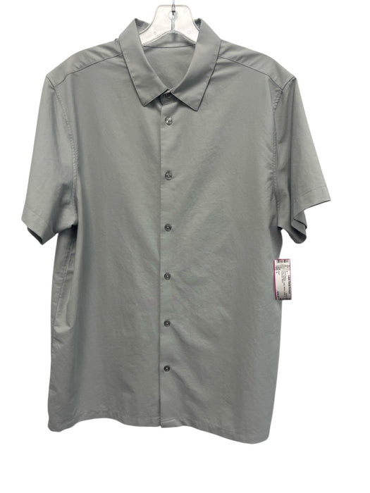Vuori Size L Gray Synthetic Solid Athletic Button up Men's Short Sleeve Gray / L