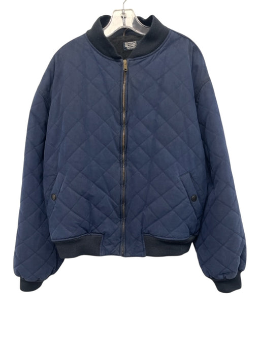 Polo Size XL Navy Blue Cotton Solid Zipper Men's Jacket Navy Blue / XL