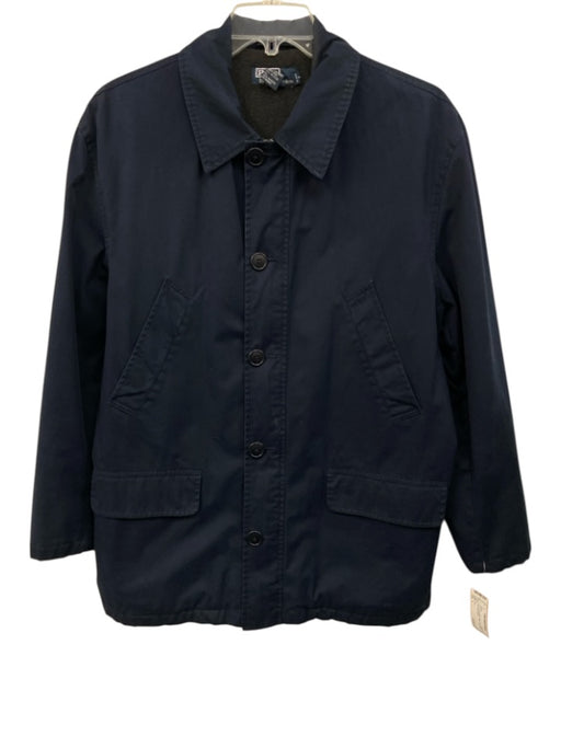 Polo AS IS Size L Navy Blue Cotton Solid Buttons Men's Jacket Navy Blue / L