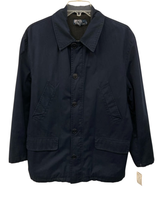Polo AS IS Size L Navy Blue Cotton Solid Buttons Men's Jacket Navy Blue / L