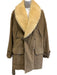 Polo Brown Solid Buttons Fur Lining Men's Coat Brown / M