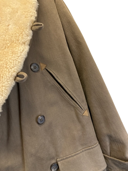 Polo Brown Solid Buttons Fur Lining Men's Coat Brown / M