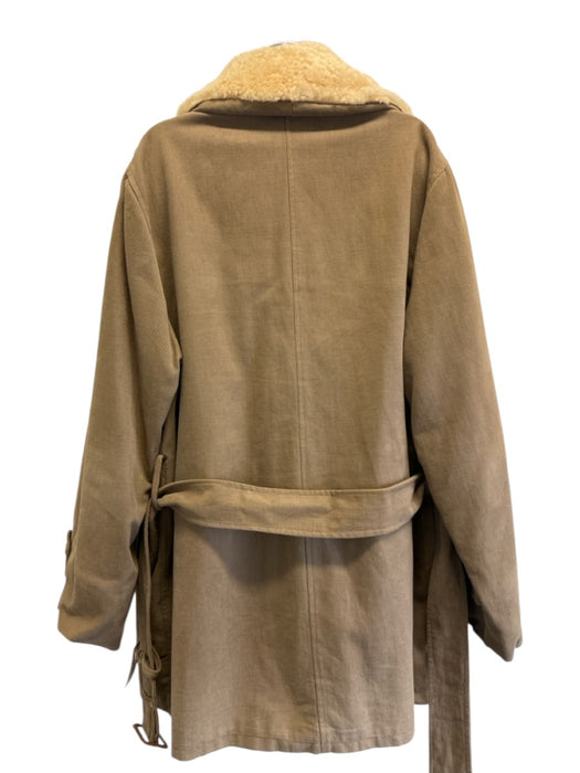 Polo Brown Solid Buttons Fur Lining Men's Coat Brown / M