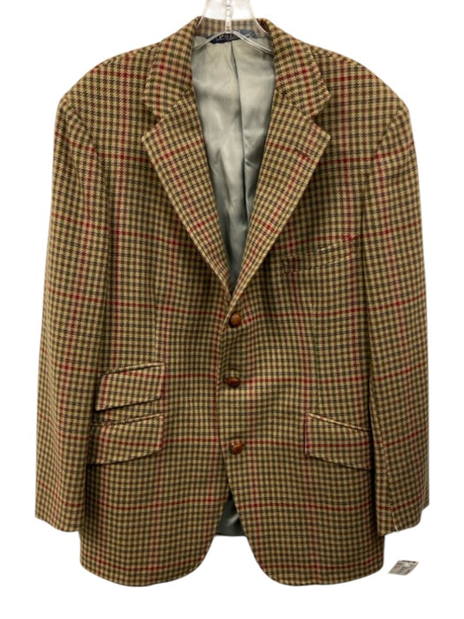 Polo Beige & Multi Color Houndstooth 3 button Men's Blazer Beige & Multi Color / Est L