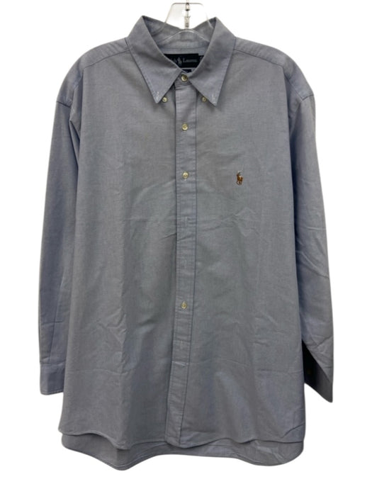 Polo Size 16.5 Light blue Cotton Solid Button Down Men's Long Sleeve Shirt Light blue / 16.5