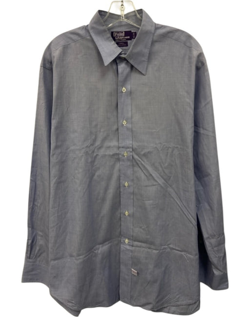 Ralph Lauren Purple Size 16.5 Light blue Cotton Solid Men's Long Sleeve Shirt Light blue / 16.5