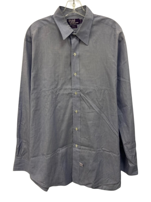 Ralph Lauren Purple Size 16.5 Light blue Cotton Solid Men's Long Sleeve Shirt Light blue / 16.5