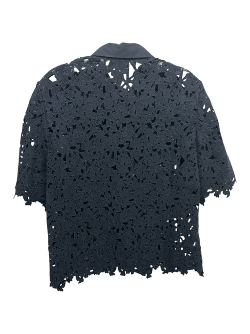 COS Size 8 Black Missing Fabric Button Down Collared Open Knit short sleeve Top Black / 8