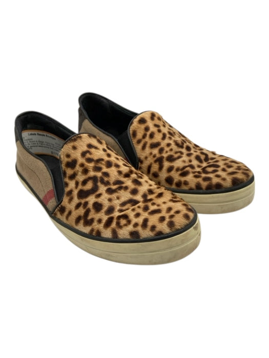 Burberry Shoe Size 39 Brown & Beige Pony Hair Canvas Slip On Sneakers Brown & Beige / 39