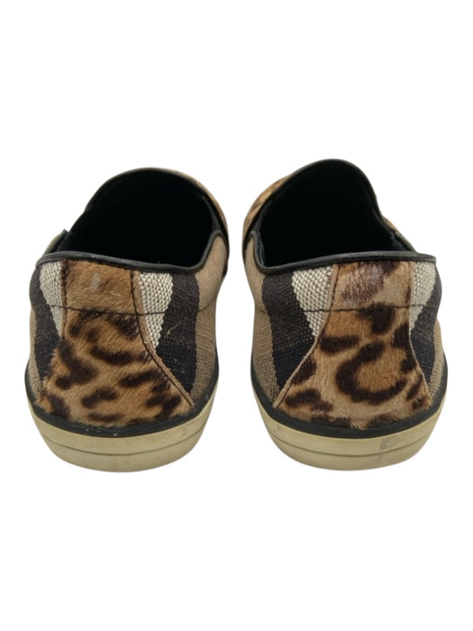 Burberry Shoe Size 39 Brown & Beige Pony Hair Canvas Slip On Sneakers Brown & Beige / 39