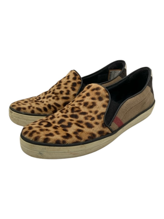 Burberry Shoe Size 39 Brown & Beige Pony Hair Canvas Slip On Sneakers Brown & Beige / 39