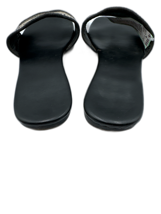 Christian Dior Shoe Size 42 Black & Cream White textile upper Logo Slide Sandals Black & Cream White / 42