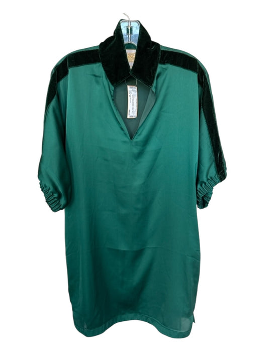 Emily McCarthy Size M Forest Green Polyester Long Balloon Sleeve V Neck Dress Forest Green / M
