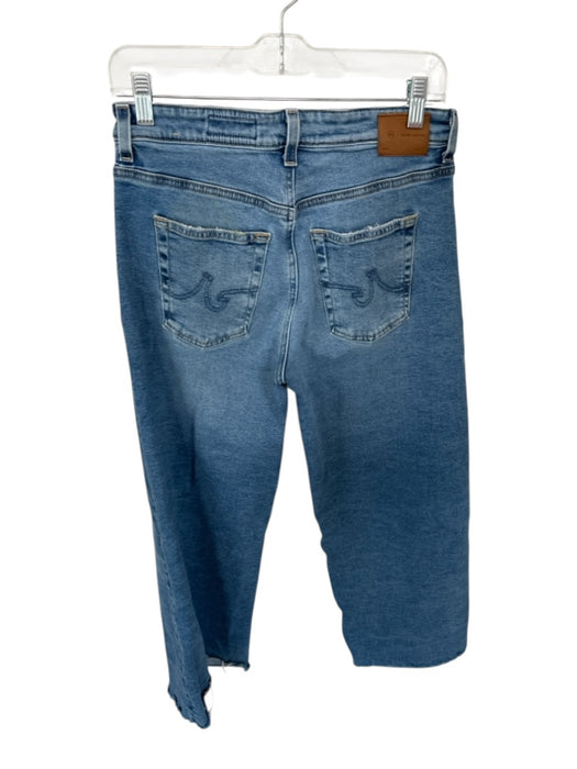 AG Size 28 Med Light Wash Cotton Blend High Waist Wide Leg Cropped Raw Hem Jeans Med Light Wash / 28