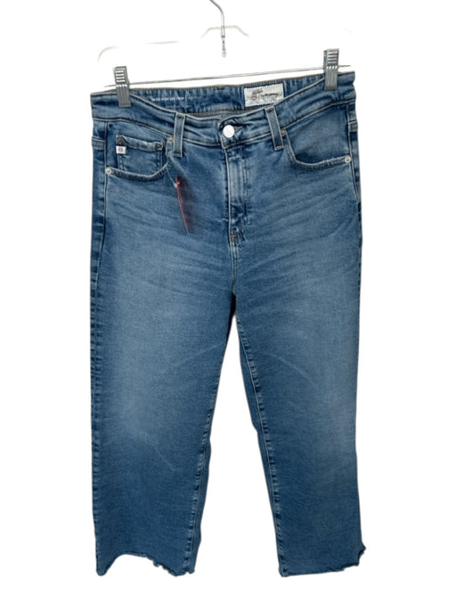 AG Size 28 Med Light Wash Cotton Blend High Waist Wide Leg Cropped Raw Hem Jeans Med Light Wash / 28