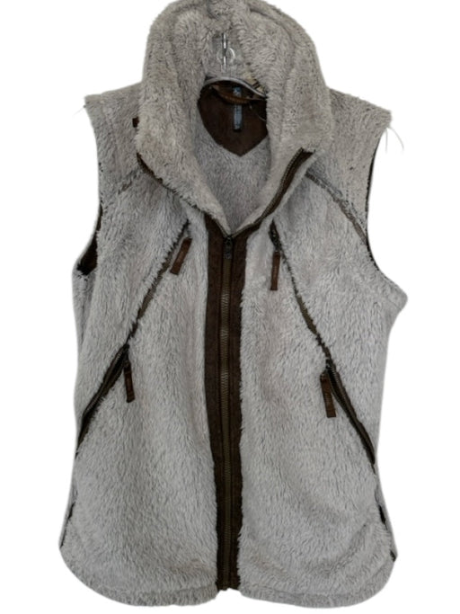 Kuhl Size M Gray & Brown Polyester Hood Fuzzy Athletic Vest Gray & Brown / M