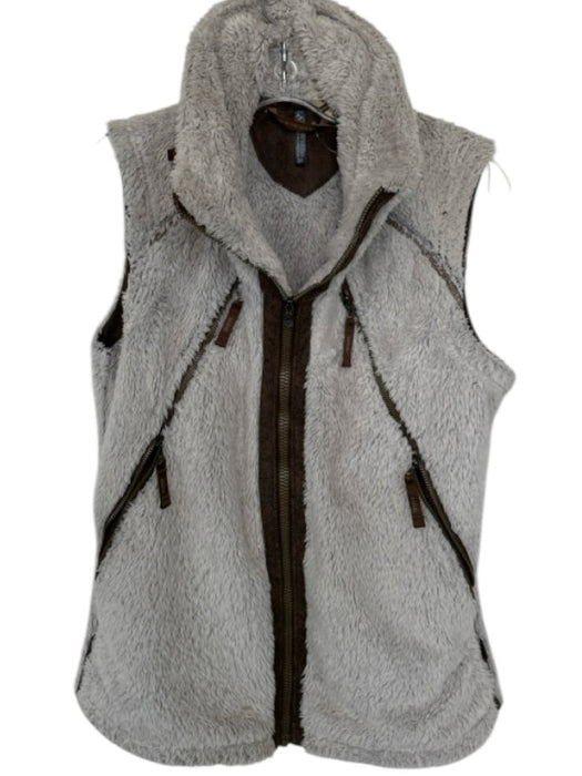 Kuhl Size M Gray & Brown Polyester Hood Fuzzy Athletic Vest Gray & Brown / M