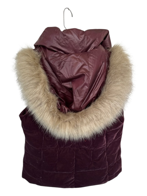 Marc New York Size L Maroon Velvet Faux Fur Hood Puffer Vest Maroon / L