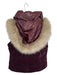 Marc New York Size L Maroon Velvet Faux Fur Hood Puffer Vest Maroon / L