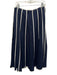Camila Coelho Size 6 Navy Linen Blend Contrast Piping Zip Back Pockets Skirt Navy / 6