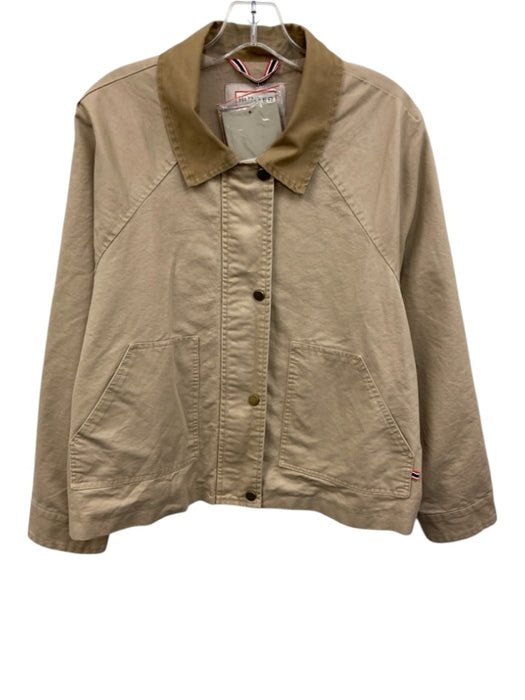 Hunter Size M Taupe Cotton Zip & Button Patch Pocket Collared Jacket Taupe / M