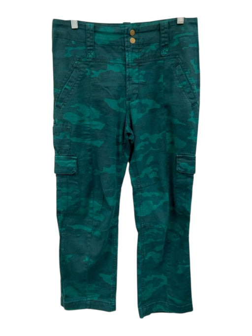 By Anthropologie Size 29 Green Cotton Blend Camo Zip & Button Straight Pants Green / 29